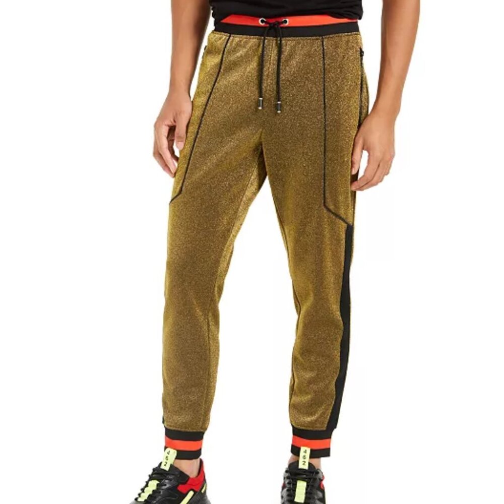 INC International Concpets Men's Metallic Gold Jogger Pant Size XXL Waist 38